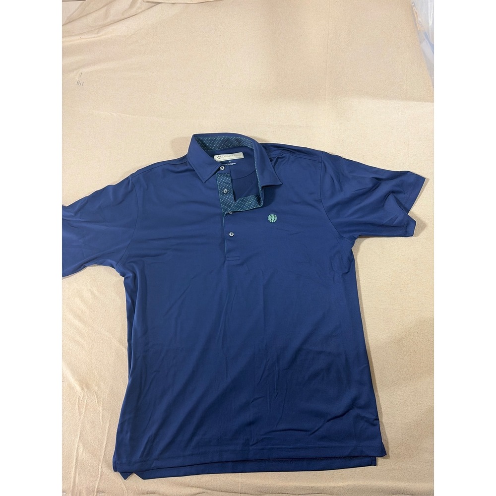 Donald Ross Mens Golf Polo Shirt Navy Blue Green KCCC Embroidered Size Medium